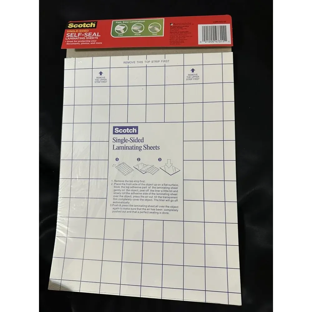 New Scotch Self-Seal Laminating Sheets 8.5”x11” Single Sided Photo Safe Easy